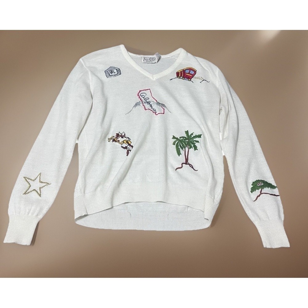 Rochelle California Cream Long Sleeved California Sweater Size‎ S Vintage